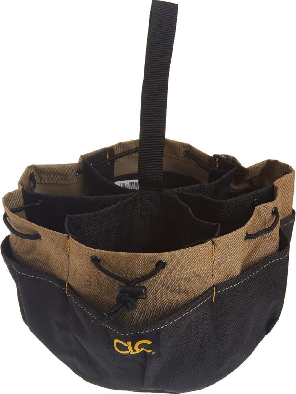 Stylish Black Drawstring Bucket Bag with 18 Pockets - Versatile & Functional!